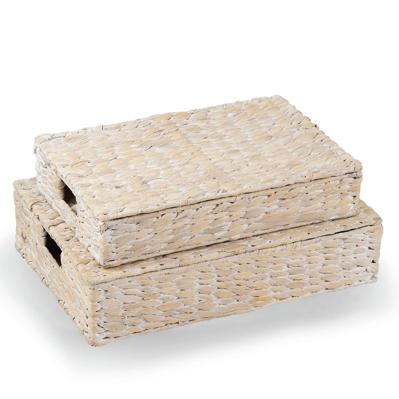84ECO Set of 2 Decorative Storage Boxes With Lids for Home Decor, Shelves - Image 1