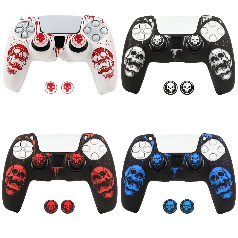 غطاء تحكم PS5 أبيض ناعم مع نقش بالليزر وقطعتين إضافيتين للإبهام - Image 5