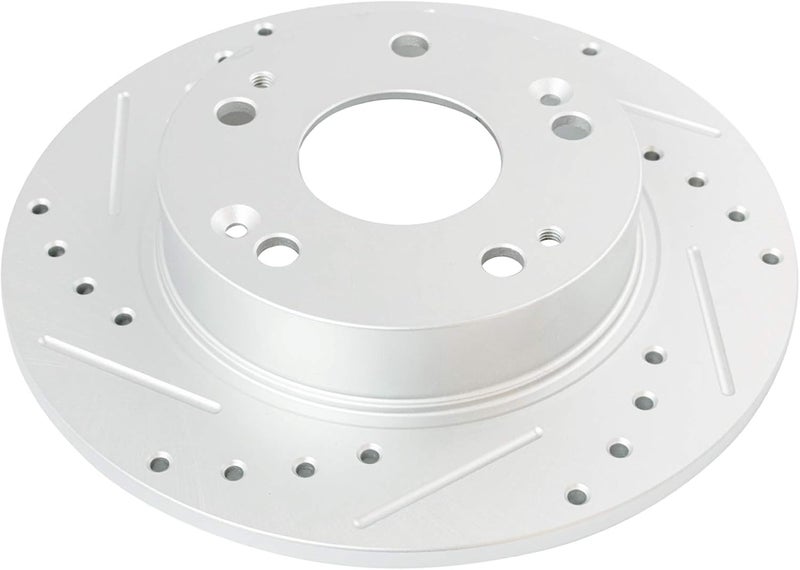 TRQ Rear Brake Rotor Set Drilled Slotted Solid G-Coated Compatible with 2006-2015 Honda Civic 2013-2015 Acura ILX - Image 4