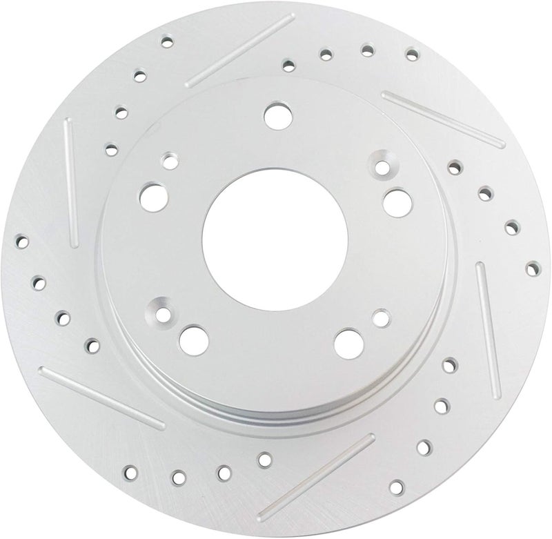 TRQ Rear Brake Rotor Set Drilled Slotted Solid G-Coated Compatible with 2006-2015 Honda Civic 2013-2015 Acura ILX - Image 5