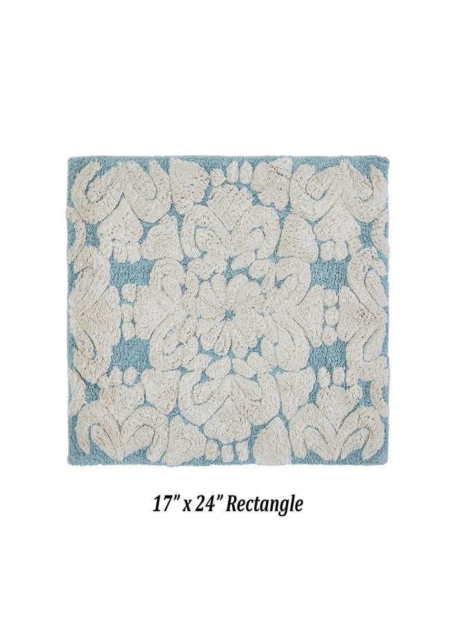 Better Trends Medallion Collection is a Tufted Bath Mat Rug 100% Cotton in Vibrant Colors, 17" x 24", Blue & Natural - Image 3