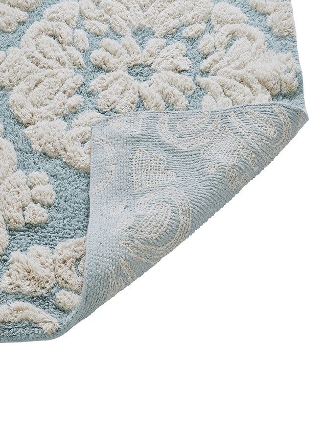 Better Trends Medallion Collection is a Tufted Bath Mat Rug 100% Cotton in Vibrant Colors, 17" x 24", Blue & Natural - Image 5