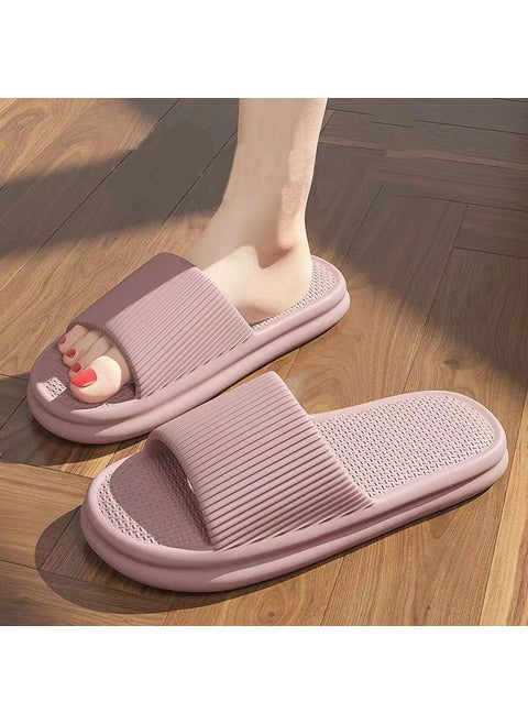 Slip-on Slippers Summer Home Non-slip Couple Wearing Soft Bottom Comfortable Bathroom Bathing Striped Slippers Womens New Style Slippers TS-Pink