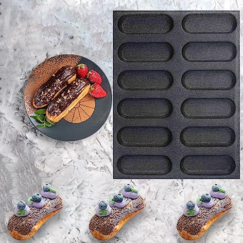 FETESUR Silicone Perforated Bread Mold for Baking, 12 Individual Oblong Baking Forms, Hot Dog Bun Mold, Silicone Molds for Making Crispy Bread Rolls, Eclairs and Milk Breads - Image 5