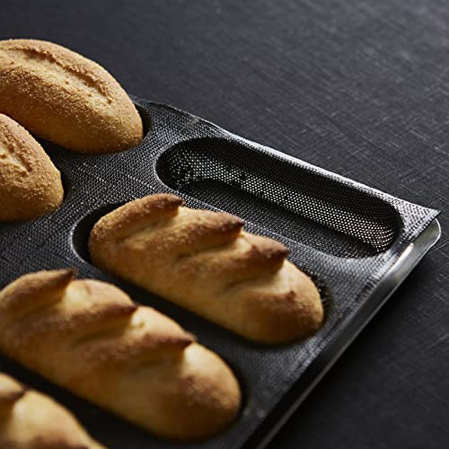 FETESUR Silicone Perforated Bread Mold for Baking, 12 Individual Oblong Baking Forms, Hot Dog Bun Mold, Silicone Molds for Making Crispy Bread Rolls, Eclairs and Milk Breads - Image 3