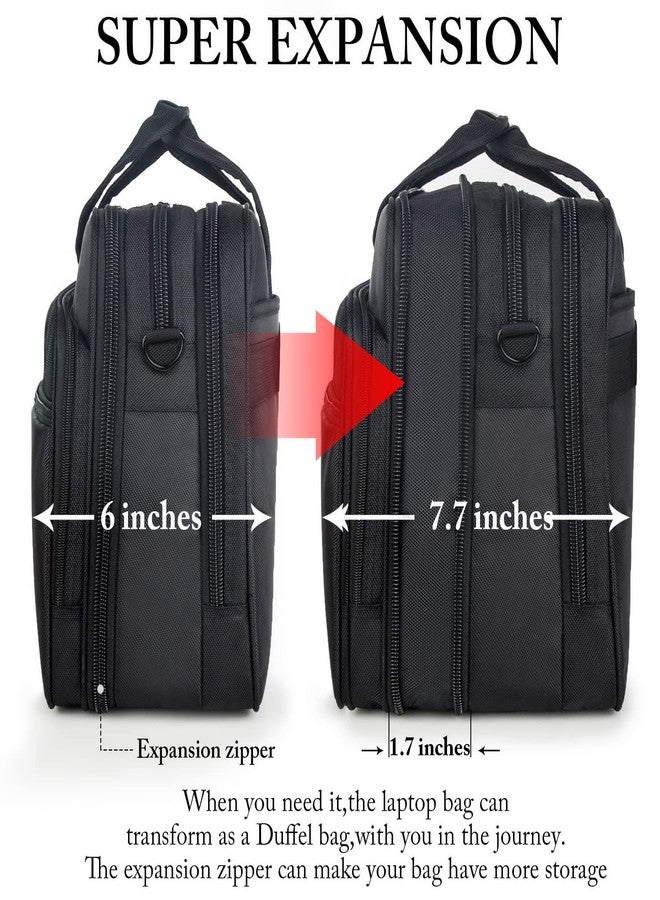 Ytonet Laptop Briefcases for Men, 17 Inch Expandable Briefcase Computer Bags for Laptop for Men, Water Resistant Multi Compartments Men's Work Bag with Luggage Strap for Bussiness Travel, Black - Image 4