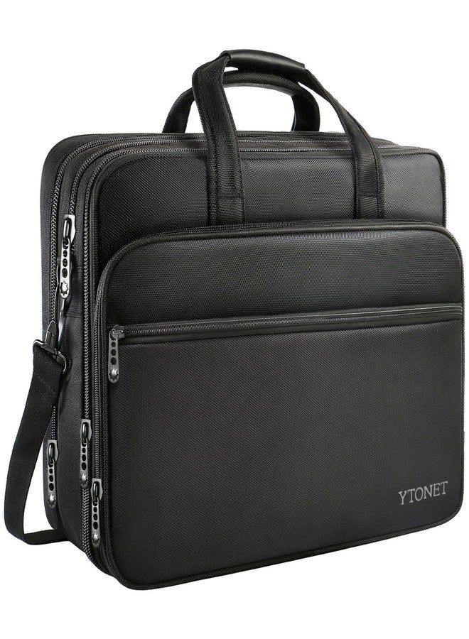 Ytonet Laptop Briefcases for Men, 17 Inch Expandable Briefcase Computer Bags for Laptop for Men, Water Resistant Multi Compartments Men's Work Bag with Luggage Strap for Bussiness Travel, Black - Image 1
