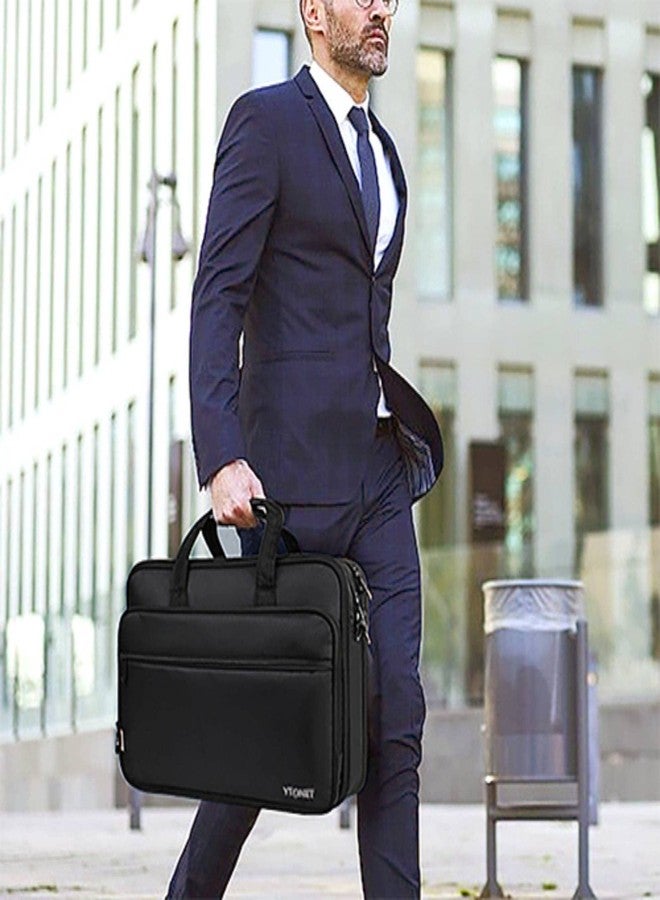 Ytonet Laptop Briefcases for Men, 17 Inch Expandable Briefcase Computer Bags for Laptop for Men, Water Resistant Multi Compartments Men's Work Bag with Luggage Strap for Bussiness Travel, Black - Image 2