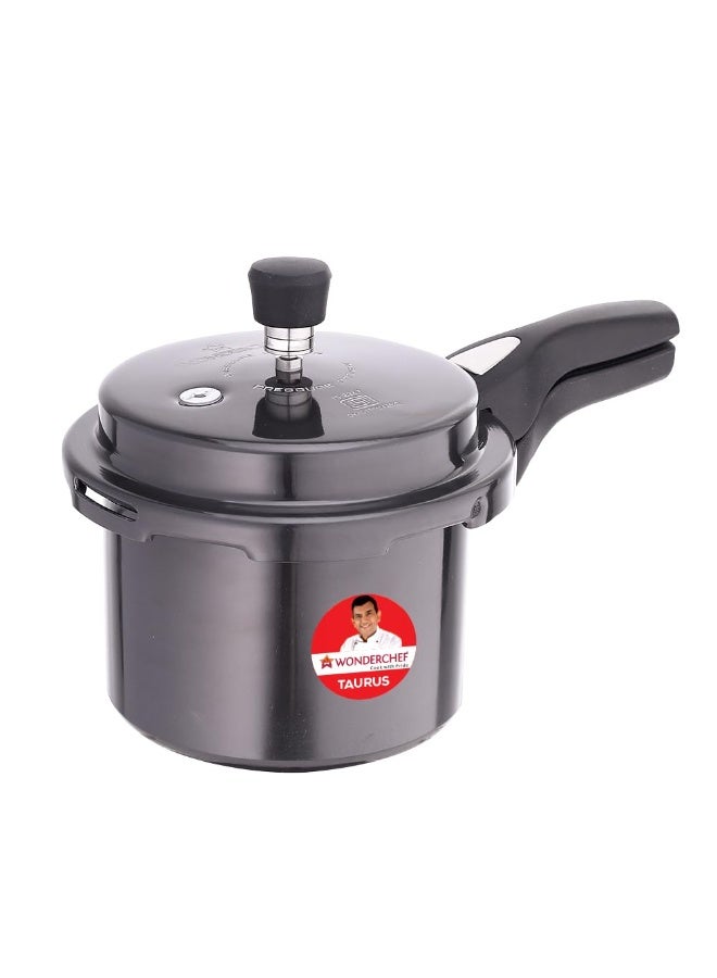 Wonderchef Taurus Hard Anodized Outer Lid Pressure cooker, 3 liter, Cool Touch Handles for Durability, Induction Friendly, Black, 5 year warranty, ISI Certified - Image 1