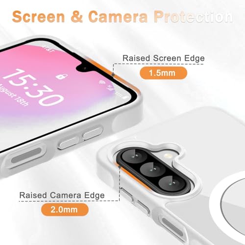 DIZORO Compatible Samsung Galaxy A56 5g Case,Compatible with MagSafe, Non Yellow Military-Grade Drop Protection & Hard PC Back Cover Slim Transparent Anti-Scratch Shockproof Phone Case- MagWhite - Image 3