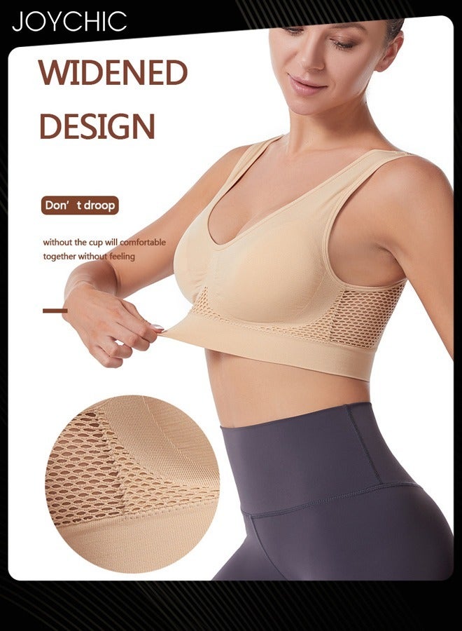 Joychic حمالة صدر رياضية يوجا بدون seams مع شبكة مثقبة وفتحات قابلة للتنفس بدون حواف حمالة صدر مريحة مع أحزمة كتف عريضة للنساء - Image 4