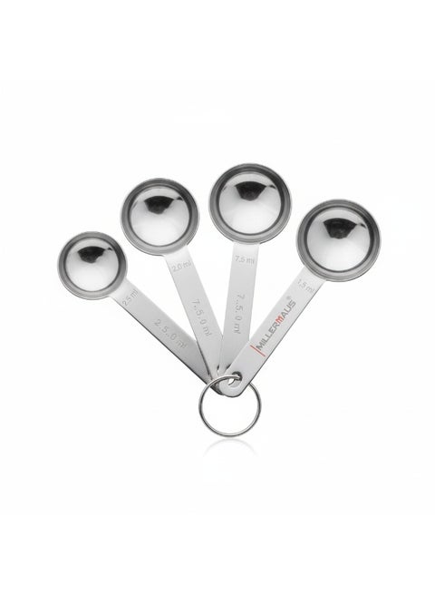 MILLERMAUS Stainless Steel Measuring Spoon Set - 4 Piece Professional Kitchen Measuring Spoons