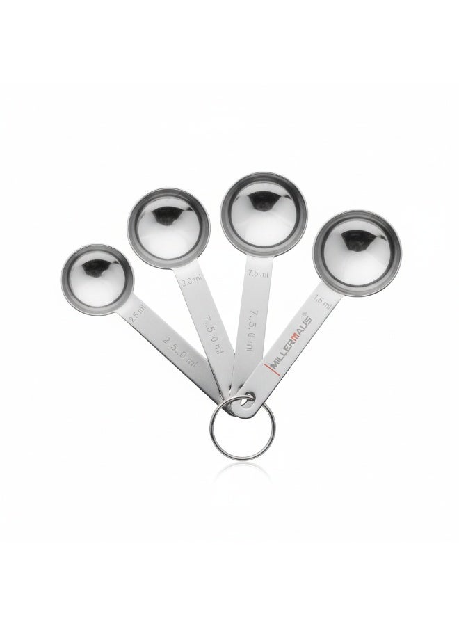 AKDC MILLERMAUS Stainless Steel Measuring Spoon Set - 4 Piece Professional Kitchen Measuring Spoons - Image 1