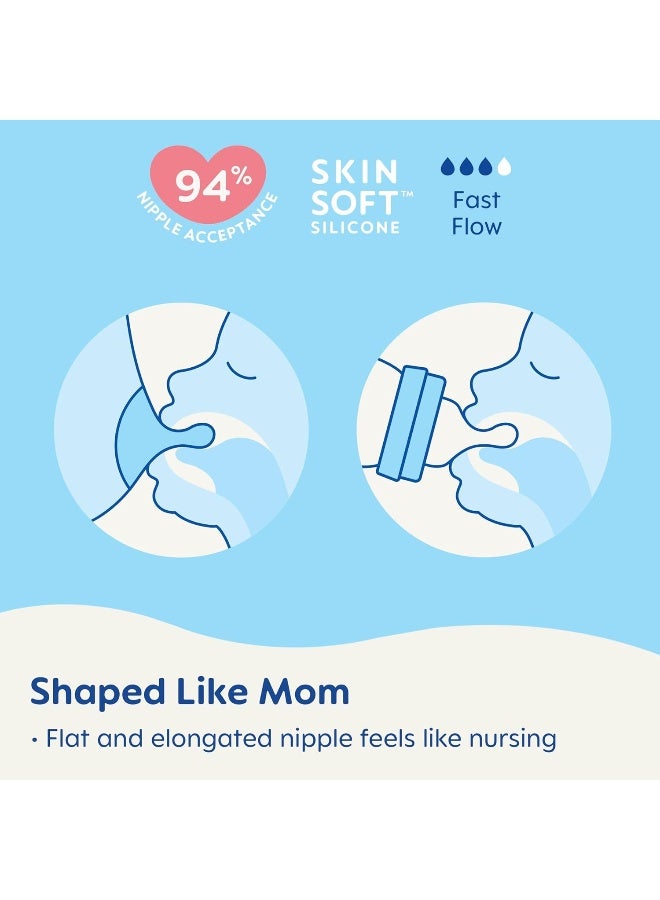 MAM Easy Active Baby Bottles 11oz, Fast Flow Skinsoft Silicone Nipple with Wide Neck Ergonomic Design, Easy to Hold, BPA-Free, Bottles with Leak-Proof Caps for 4+ Months Baby - Image 4