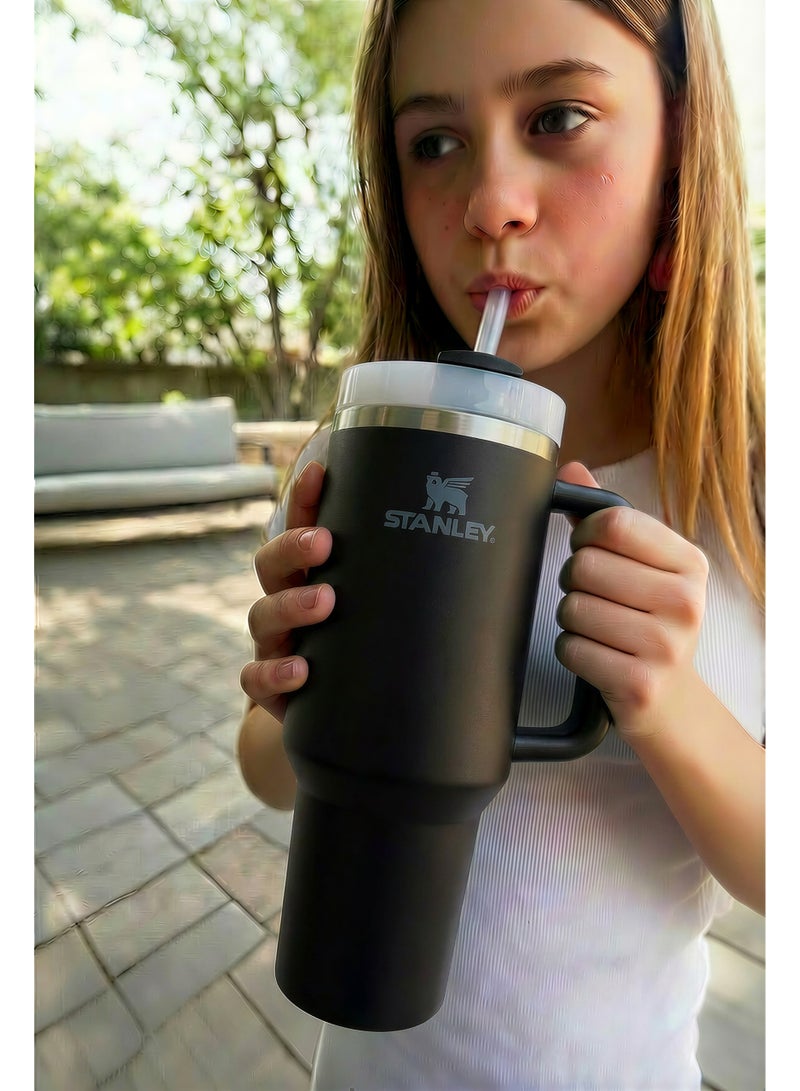 Stanley 1200ml Stainless Steel Vacuum Insulated Tumbler with Handle and Straw – Large Capacity Travel Mug for Hot & Cold Drinks – Leak Resistant Lid – Fits Car Cup Holder – Ideal for Gym, Office, and Travel - Image 1