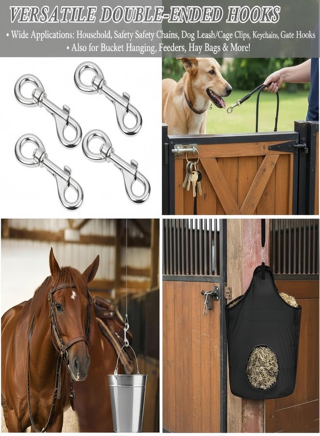 4 Pack 3.5 inch Heavy Duty Snap Hooks Double Sided Clips for Hanging Horse Tack Sling Feed Buckets Dog Leash Collar Key Chain Zinc Alloy Metal Snaps Clip - Image 4