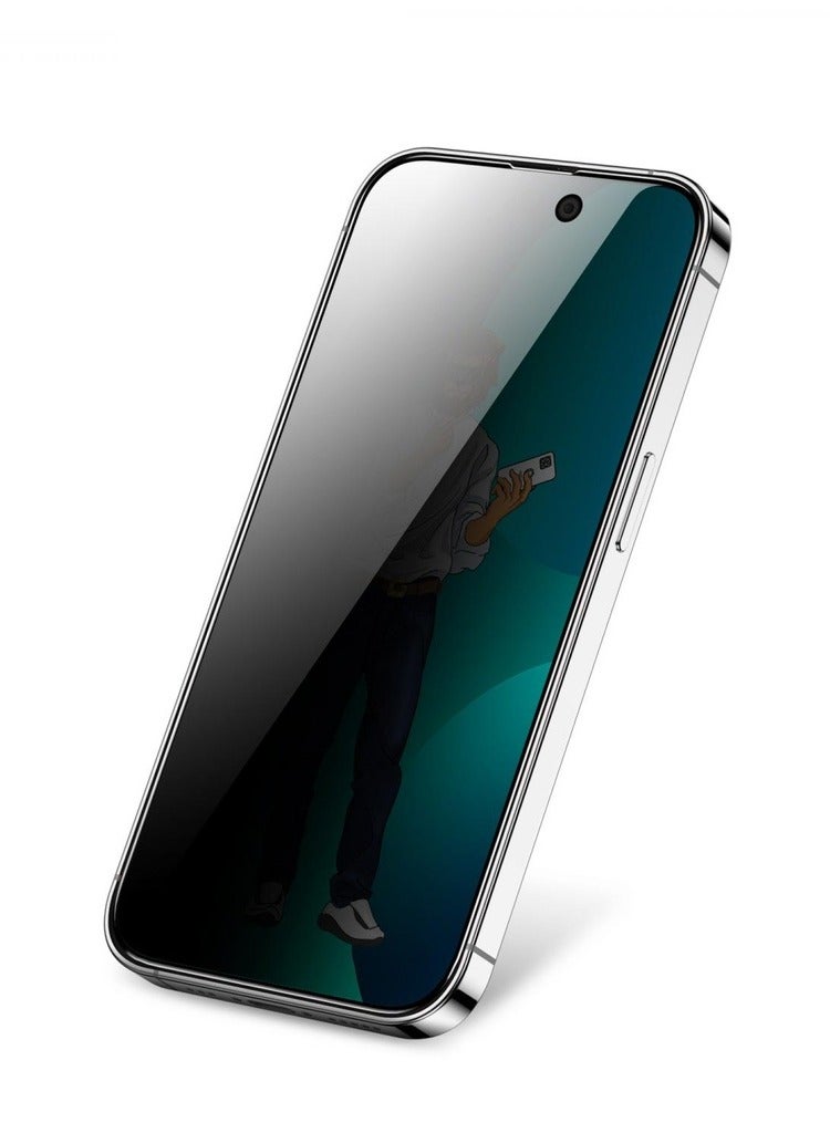 جرين ليون واقي شاشة iPhone 11 Pro Max 9H Steve Privacy Full Glass / مضاد للخدش / مقاوم للشحوم / مضاد للتجسس / مضاد لبصمات الأصابع / خالٍ من الفقاعات / شفاف للغاية / شديد الاستجابة - حافة سوداء / الخصوصية - Image 1