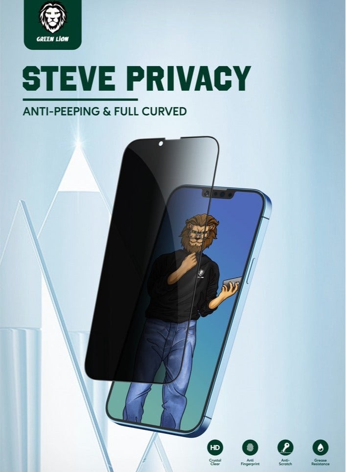 جرين ليون واقي شاشة iPhone 11 Pro Max 9H Steve Privacy Full Glass / مضاد للخدش / مقاوم للشحوم / مضاد للتجسس / مضاد لبصمات الأصابع / خالٍ من الفقاعات / شفاف للغاية / شديد الاستجابة - حافة سوداء / الخصوصية - Image 3