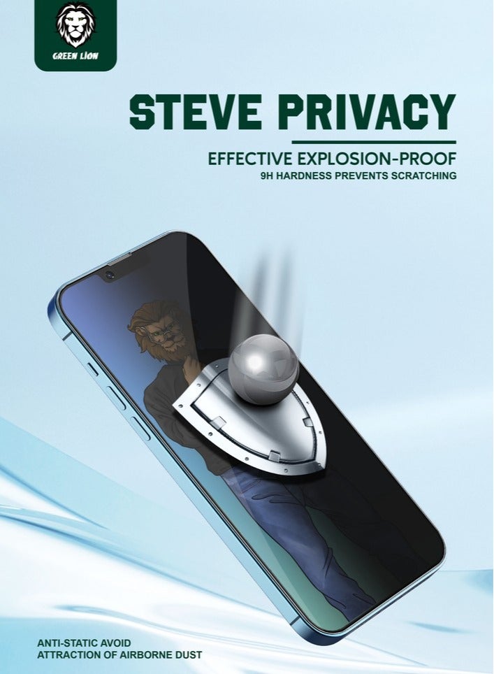 جرين ليون واقي شاشة iPhone 11 Pro Max 9H Steve Privacy Full Glass / مضاد للخدش / مقاوم للشحوم / مضاد للتجسس / مضاد لبصمات الأصابع / خالٍ من الفقاعات / شفاف للغاية / شديد الاستجابة - حافة سوداء / الخصوصية - Image 4