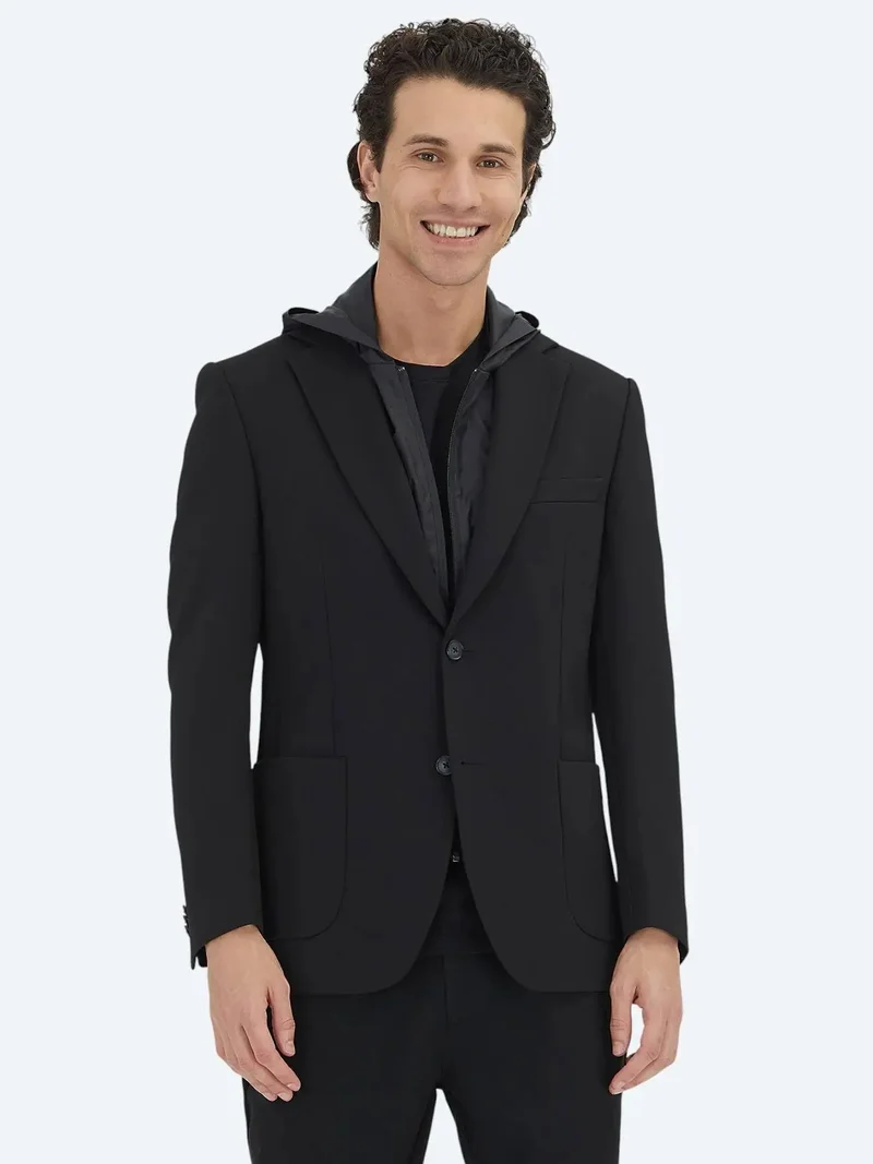 كيب جاكيت أسود سادة عصري