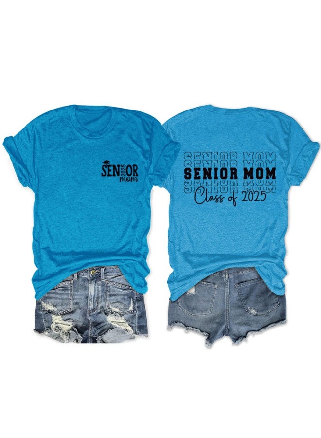 Fashion‘Senior Mom’ Printed T-Shirt Graduation Gifts Causal Teacher Tee Tops - Image 1