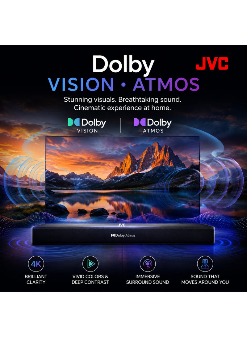 JVC 100 Inch QLED 4K UHD Google Smart TV | Edgeless Design | 144Hz Refresh Rate | Dolby Vision & Dolby Atmos | Google Assistance Voice Remote | Built-in Chromecast | Bluetooth - LT-100NQ7155 LT-100NQ7155 Black - Image 5
