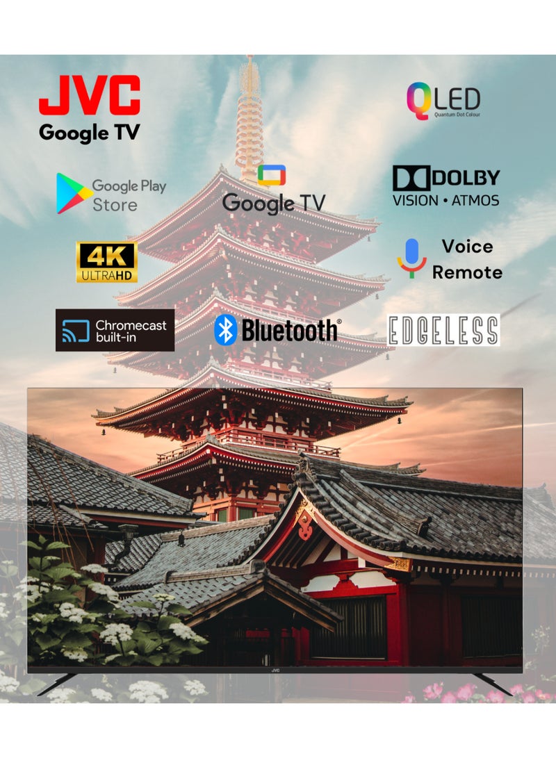 JVC 100 Inch QLED 4K UHD Google Smart TV | Edgeless Design | 144Hz Refresh Rate | Dolby Vision & Dolby Atmos | Google Assistance Voice Remote | Built-in Chromecast | Bluetooth - LT-100NQ7155 LT-100NQ7155 Black - Image 3