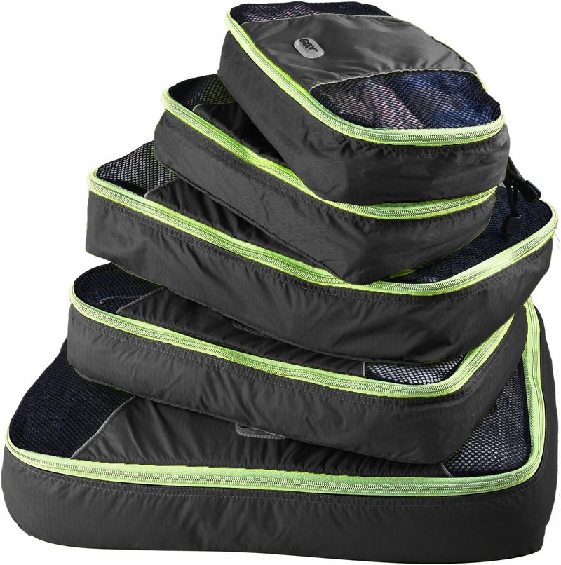 GOX Ultralight Mesh Packing Cubes Travel Packing Organizers Bag 1 Large 2 Medium 2 Small (Black) - Image 1