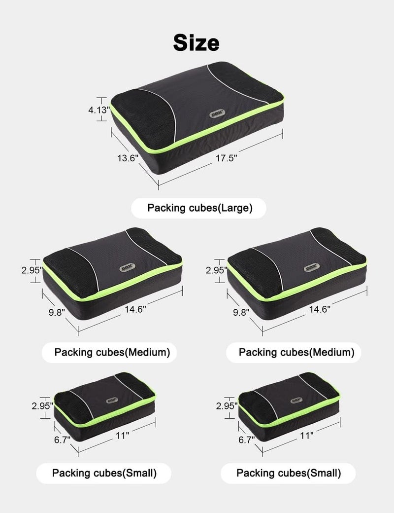 GOX Ultralight Mesh Packing Cubes Travel Packing Organizers Bag 1 Large 2 Medium 2 Small (Black) - Image 4