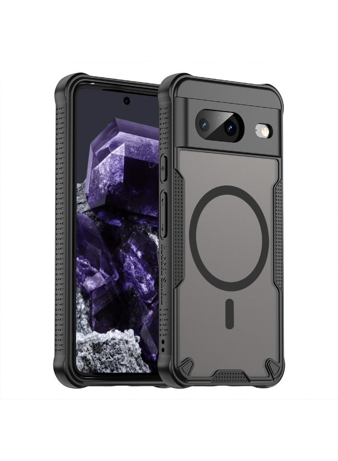 Cover For Google Pixel 8 Armor Glaze Magnetic Phone Case Raised edges around the screen and camera lens help prevent scratches - Black - Image 1