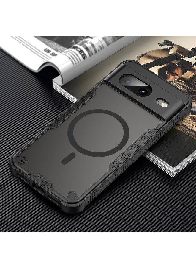 Cover For Google Pixel 8 Armor Glaze Magnetic Phone Case Raised edges around the screen and camera lens help prevent scratches - Black - Image 2
