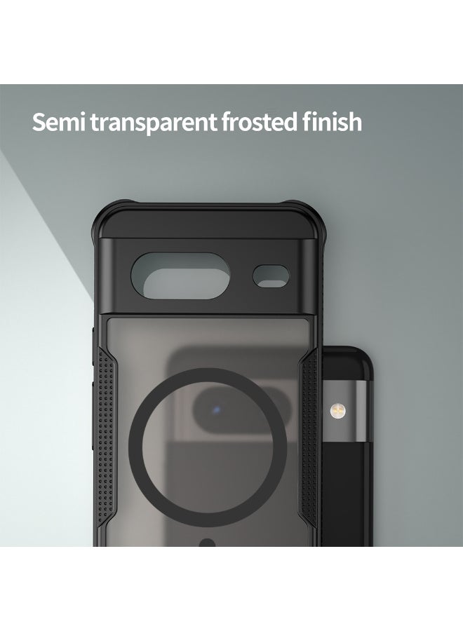 Cover For Google Pixel 8 Armor Glaze Magnetic Phone Case Raised edges around the screen and camera lens help prevent scratches - Black - Image 3