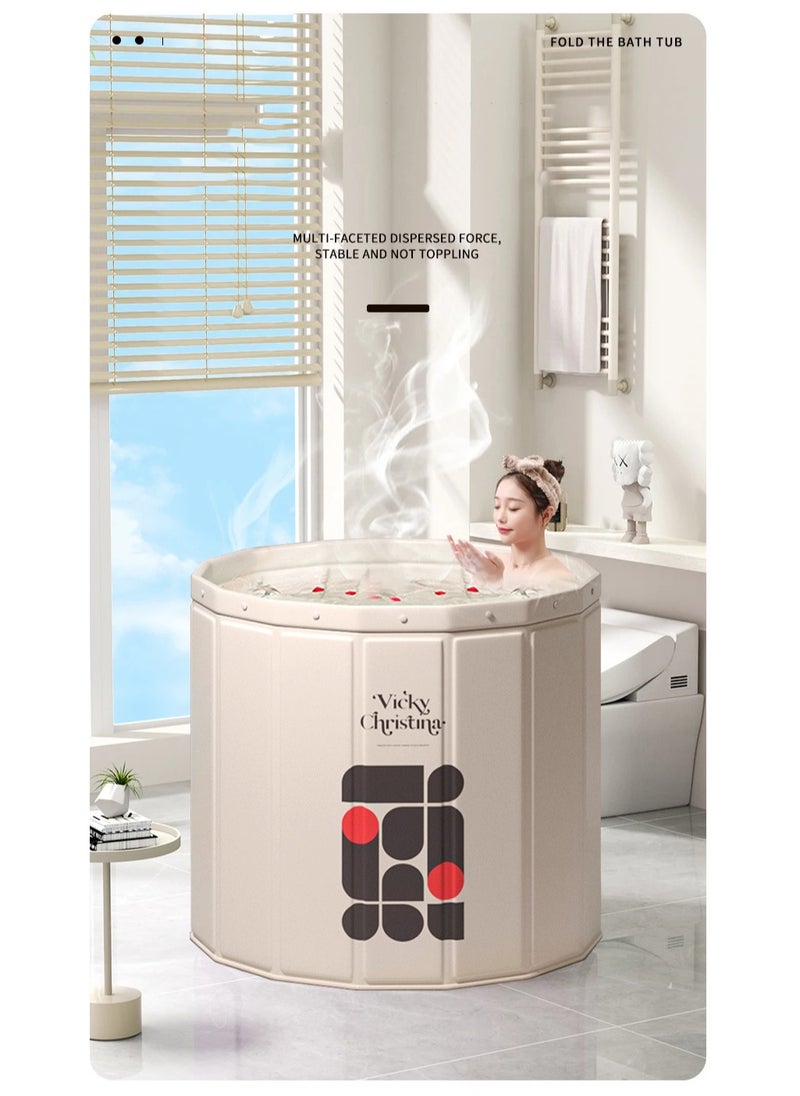 XiuWoo - Large Capacity Waterproof Portable Non-Inflatable Folding Soaking Spa Bathtub Barrel, Household Large Shower Bathing Tubs, Separate Family Bathroom SPA Tub for Adults and Kid - Image 1