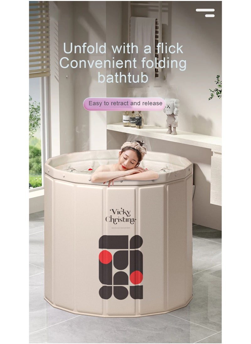 XiuWoo - Large Capacity Waterproof Portable Non-Inflatable Folding Soaking Spa Bathtub Barrel, Household Large Shower Bathing Tubs, Separate Family Bathroom SPA Tub for Adults and Kid - Image 1