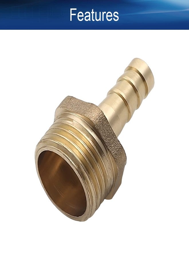 Yinpecly 8mm Barb x 1/2 PT Male Brass Barb Splicer Fitting Barb Hose Fitting Barbed Joint Union Connector Adapter Joiner, for Washing Machines Water Heaters Bathrooms Brass Tone 5pcs - Image 3