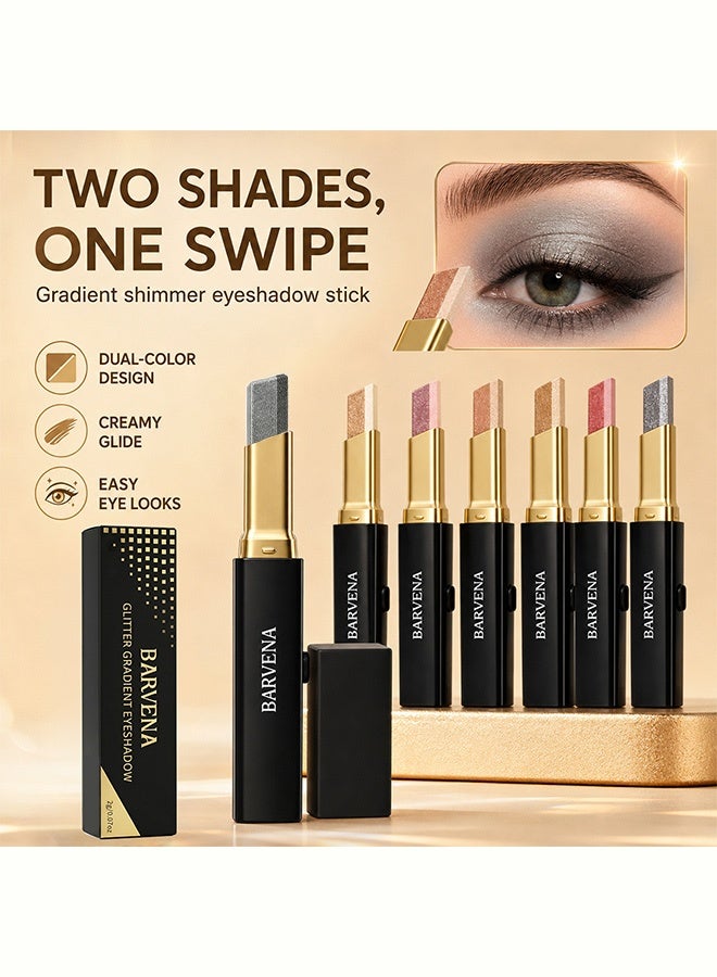 BARVENA Glitter Gradient Eyeshadow Stick Dual-Use Makeup Stick Long-Lasting Shimmery Eyeshadow and Lipstick,05 Silver Smoke - Image 5