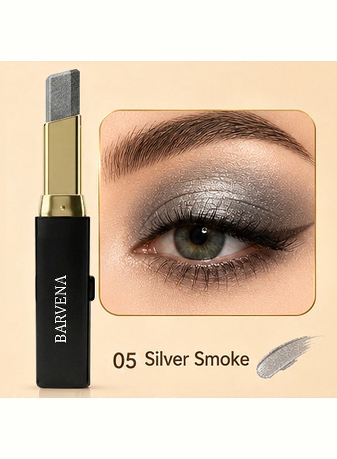 BARVENA Glitter Gradient Eyeshadow Stick Dual-Use Makeup Stick Long-Lasting Shimmery Eyeshadow and Lipstick,05 Silver Smoke - Image 2