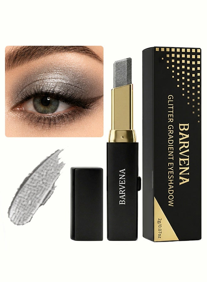 BARVENA Glitter Gradient Eyeshadow Stick Dual-Use Makeup Stick Long-Lasting Shimmery Eyeshadow and Lipstick,05 Silver Smoke - Image 1