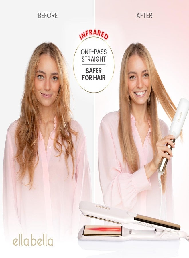 ELLA BELLA® Titanium Flat Iron Hair Straightener (with Infrared) • Professional Straightening Iron • Digital Display to Accurately Control Temperature • As Featured in Good Housekeeping - Gloss White - Image 2