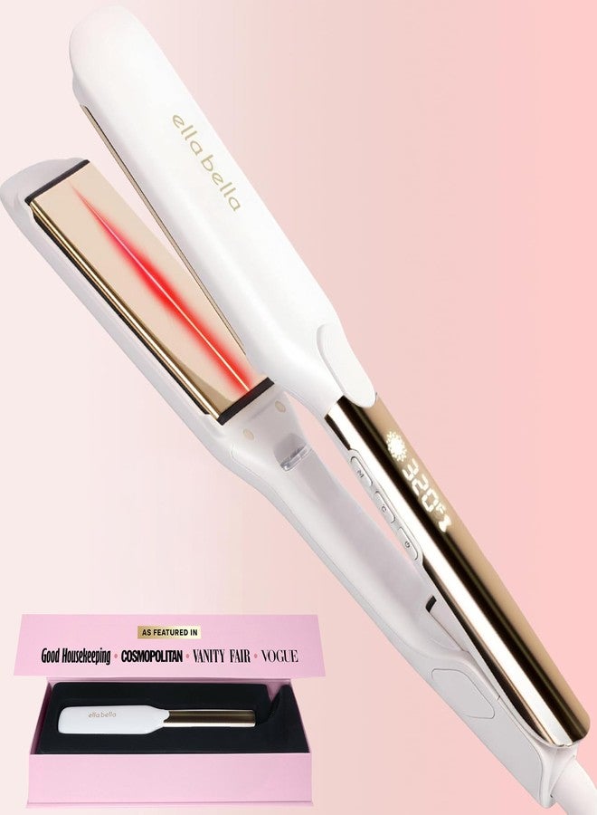 ELLA BELLA® Titanium Flat Iron Hair Straightener (with Infrared) • Professional Straightening Iron • Digital Display to Accurately Control Temperature • As Featured in Good Housekeeping - Gloss White - Image 1