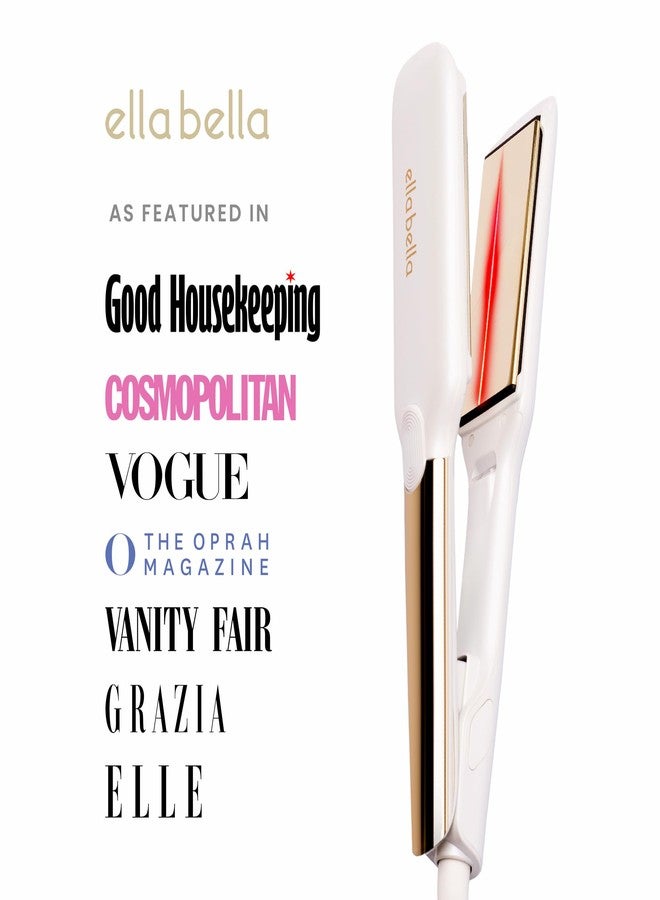 ELLA BELLA® Titanium Flat Iron Hair Straightener (with Infrared) • Professional Straightening Iron • Digital Display to Accurately Control Temperature • As Featured in Good Housekeeping - Gloss White - Image 3