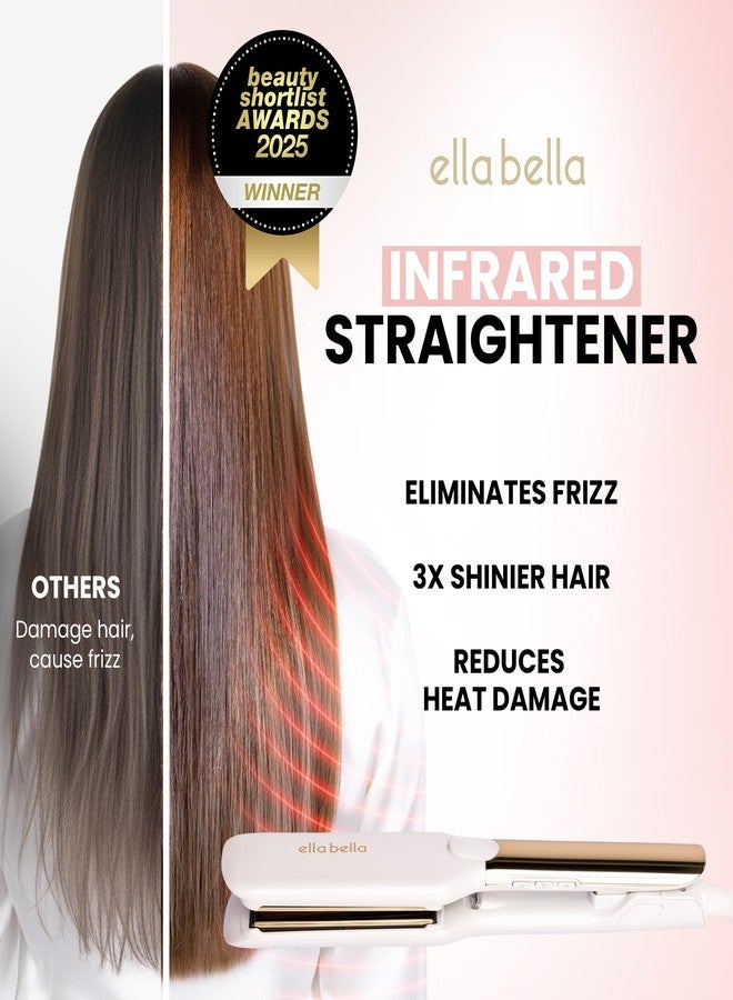 ELLA BELLA® Titanium Flat Iron Hair Straightener (with Infrared) • Professional Straightening Iron • Digital Display to Accurately Control Temperature • As Featured in Good Housekeeping - Gloss White - Image 4