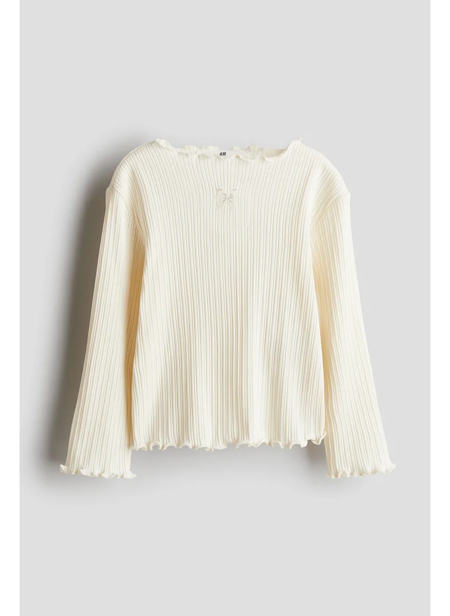 H&M Overlock-Detail Cotton Top