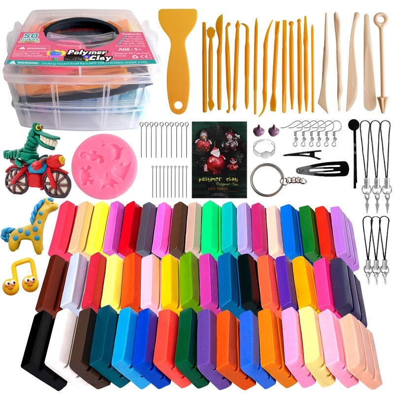 Demiwise Polymer Clay Kit 50 Colors,Oven Bake Modeling Clay Kit,Creative Clay with 19 Clay Tools and 10 Kinds of Accessories,Non-Toxic,Safe Great Christmas Gift for Children Kids Adults Beginners - Image 1