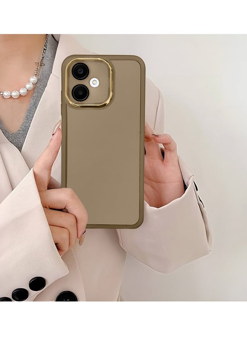 دبليو تيك حماية عدسة الكاميرا من السيليكون الشفاف الناعم TPU لهاتف سامسونج جالكسي A07 4G 2025 - غلاف خلفي أنيق بحدود كاميرا مطلية بالكهرباء - بني - Image 4