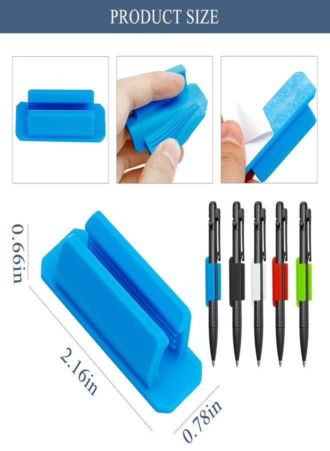 Woerma 12PCS Pen Holder for Desk Silicone Pen Clip Adhesive Pencil Grips Office Desk Organizer Flexible Pen Holder for Classroom Clipboard Attachment (Multicolor) - Image 2
