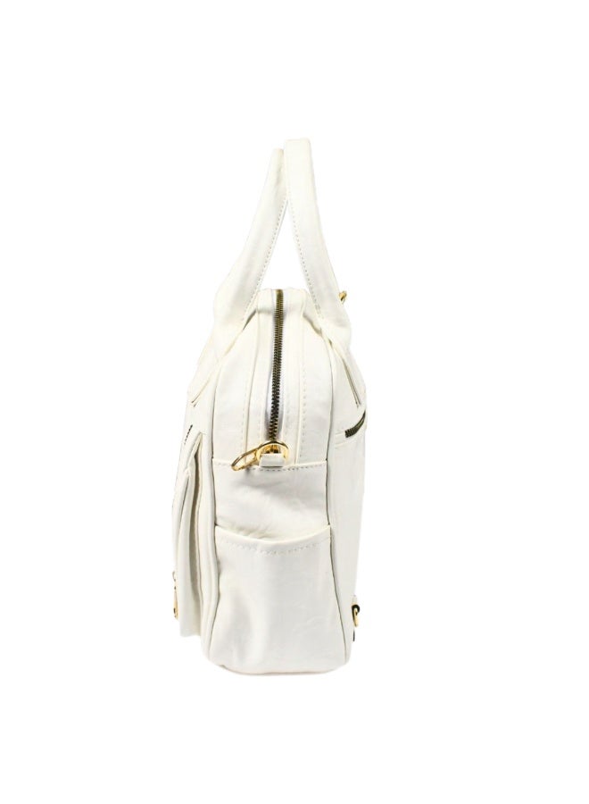 Italian leather backpack and crossbody bag -white - Image 2