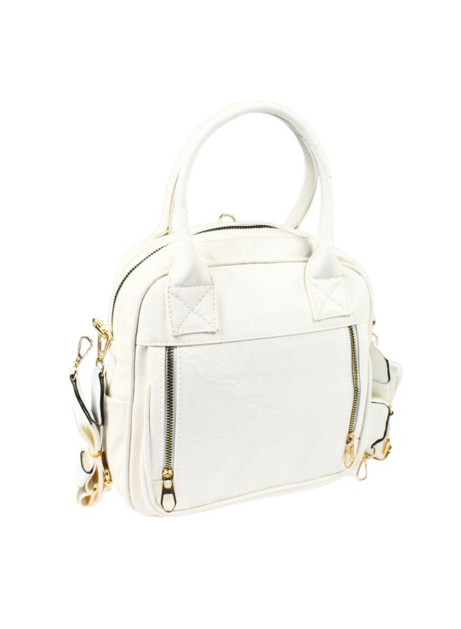 Italian leather backpack and crossbody bag -white - Image 1