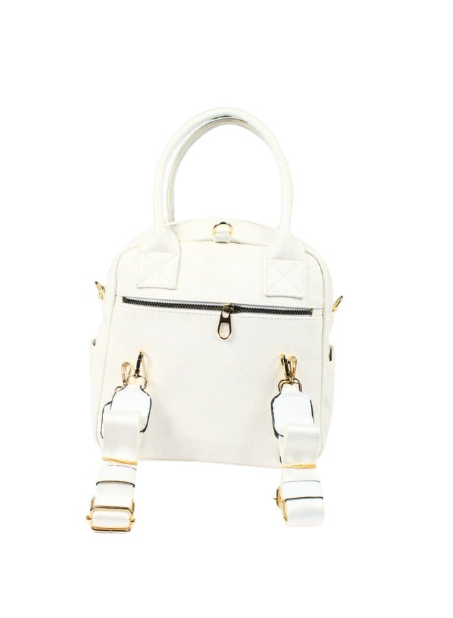 Italian leather backpack and crossbody bag -white - Image 3