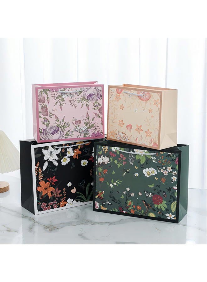 HANSWARE 2PCS Small Gift Bags with Handles,Vintage Flower Paper Gift Bags Medium Size for Presents Extra Large Cute Bags for Valentines,Wedding,Easter,Christmas,Baby Shower,Birthday Party,Green-L - Image 2